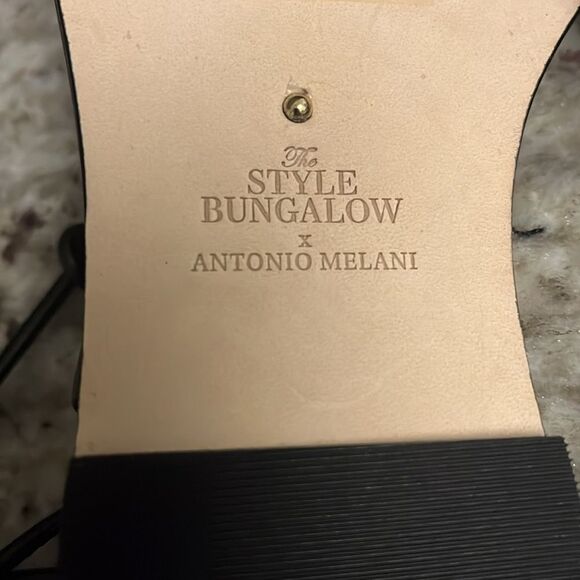 Antonio Melani x The Style Bungalow Clarke Leather Stud Ankle Wrap Black Sandals - Picture 4 of 4